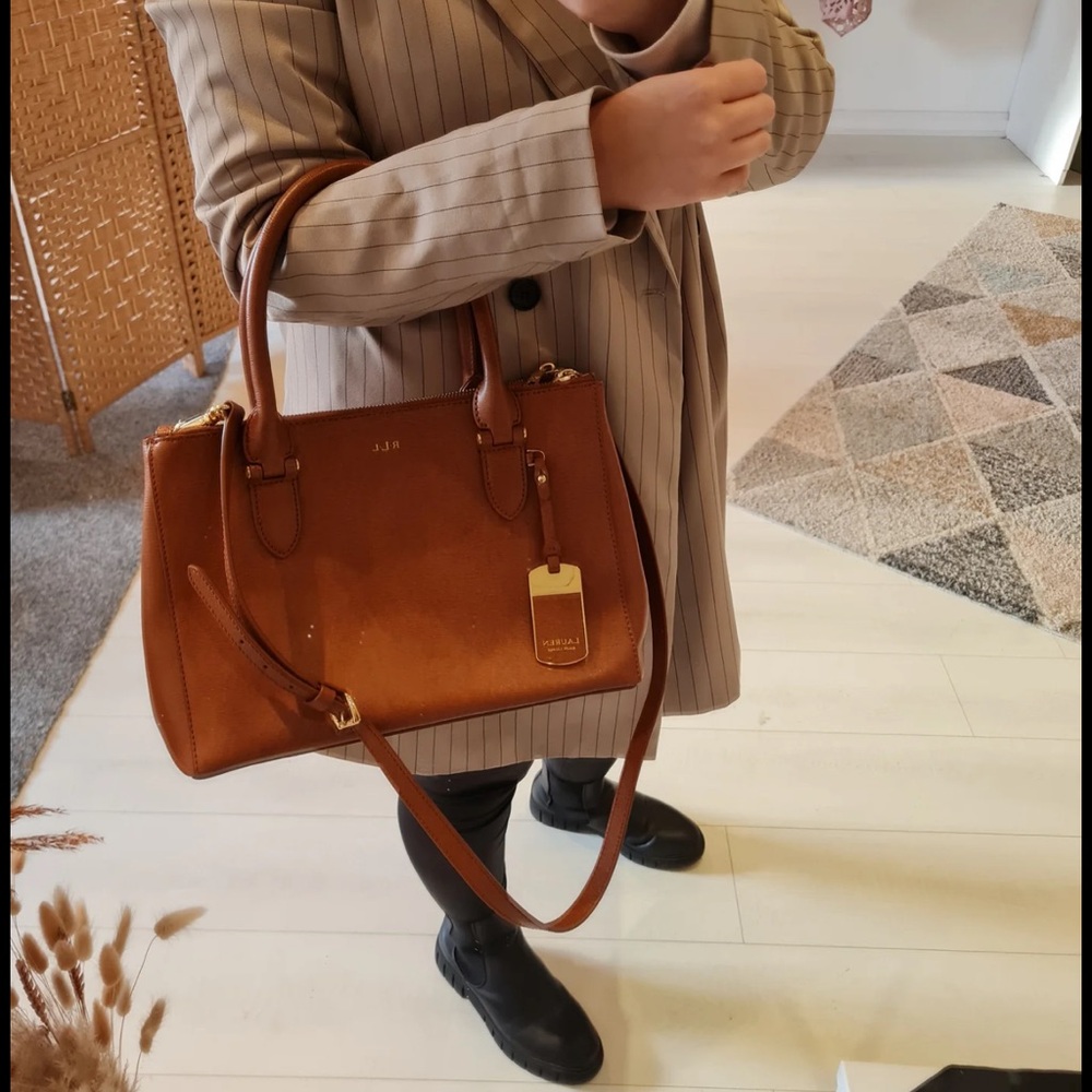 COPY - RALPH LAUREN Leather Brown TOTE WITH CROSSBODY STRAP